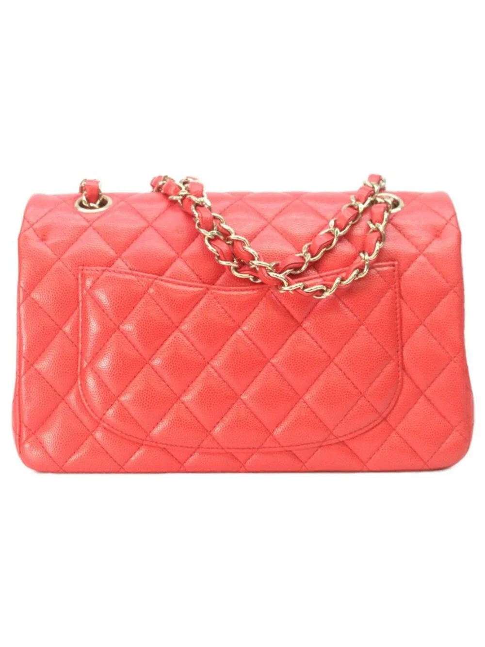 Chanel Red Caviar Gold Quilted 23 Shoulder Bag